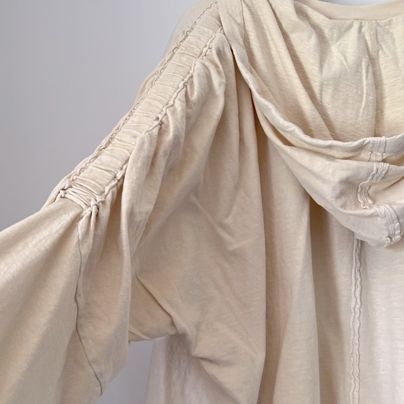 FP Movement Oversized Slouchy Hoodie Ruched Sleeves Pocket Sweatshirt in Vanilla - Picture 14 of 16